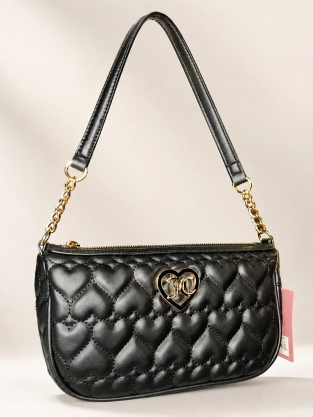 Juicy Couture Black Liquorice Flawless Heart Quilted Shoulder Bag NWT